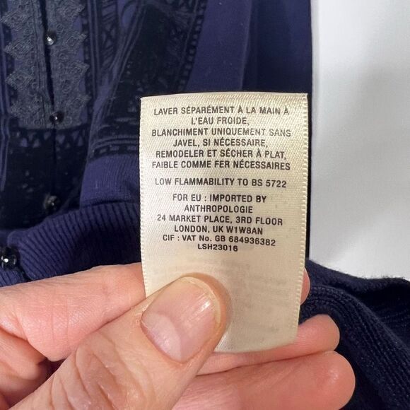 Moth Women's Navy Blue Black Lace Long Sleeve Cardigan Sweater Size Small - Picture 10 of 11